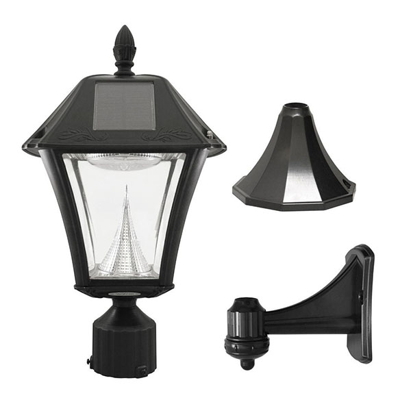 DS50 Outdoor Black Resin Solar Post/Wall Light with Warm-White LED